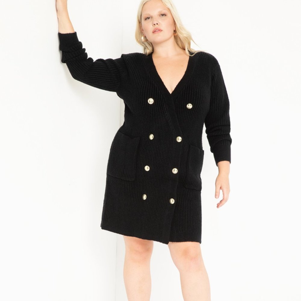 Military Button Sweater Dress